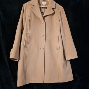 NWT L.L. Bean Lambs Wool Classic Pea Coat Women's 16 Beige Thinsulate Bellandi